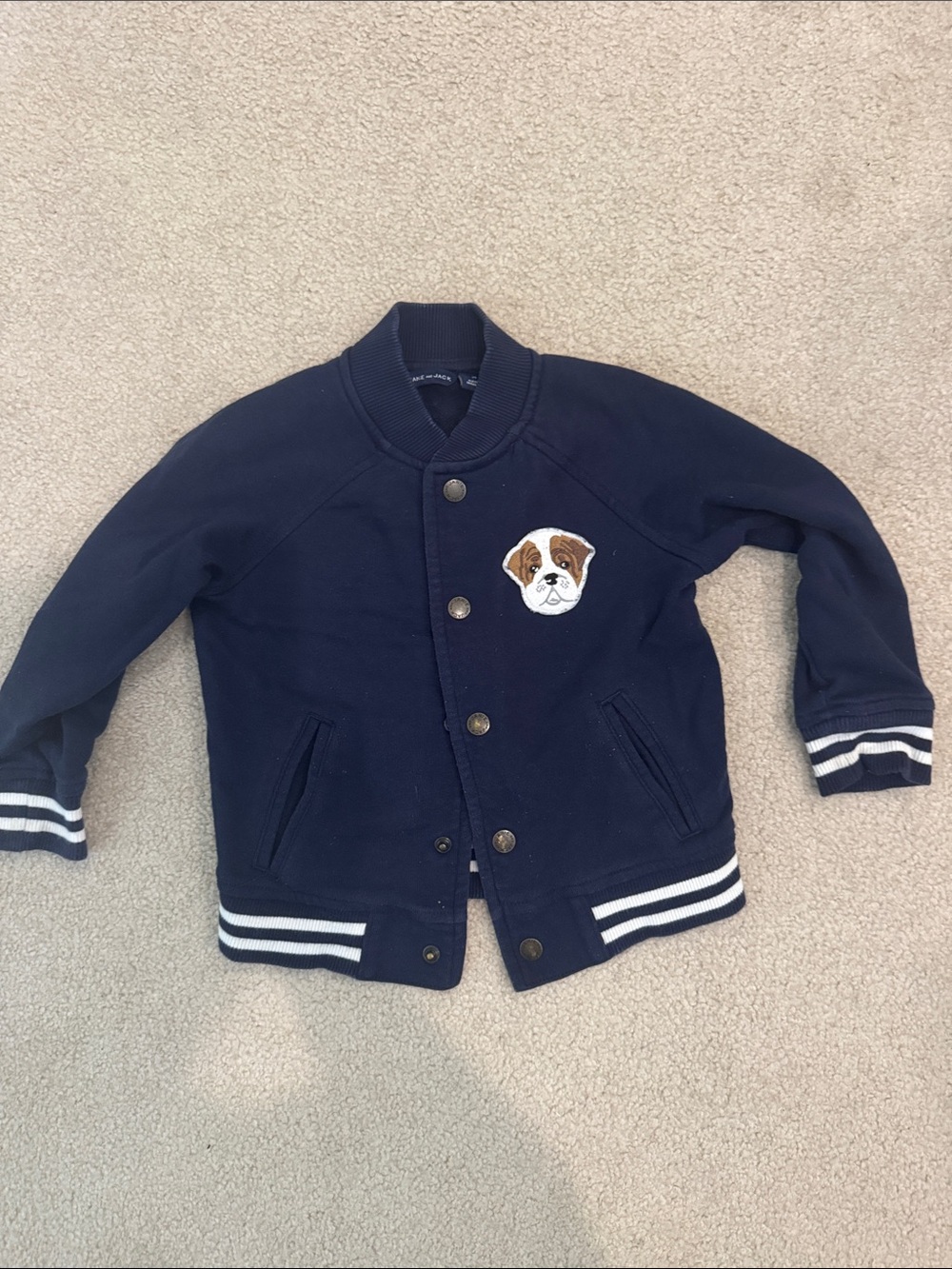 Janie and Jack Navy Jacket with Bulldog Patch